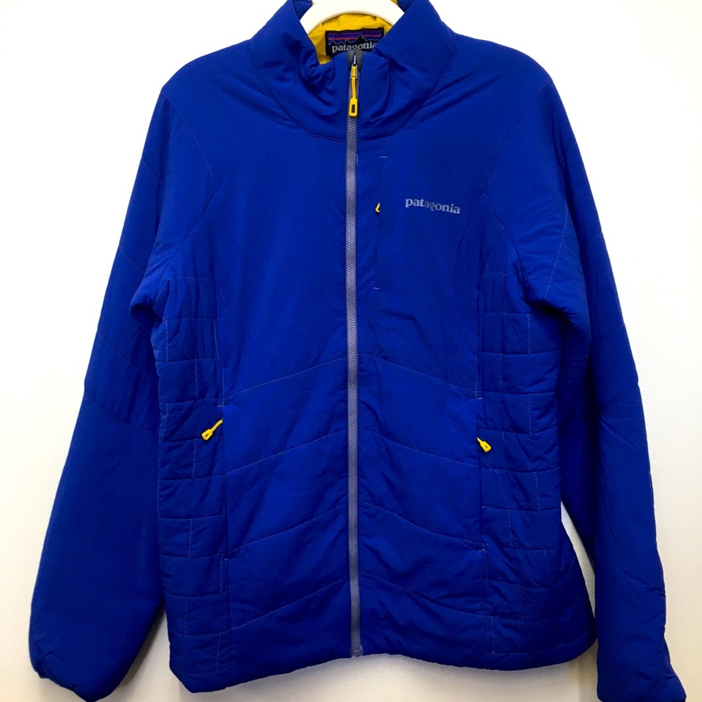 Patagonia Lightweight Puffer Jacket Large Blue Yellow Casual Outdoors Fall
